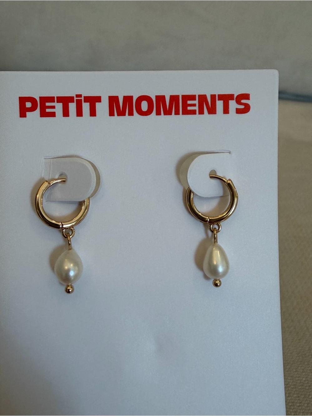Gold Hoop Earrings with White Pearl Drops